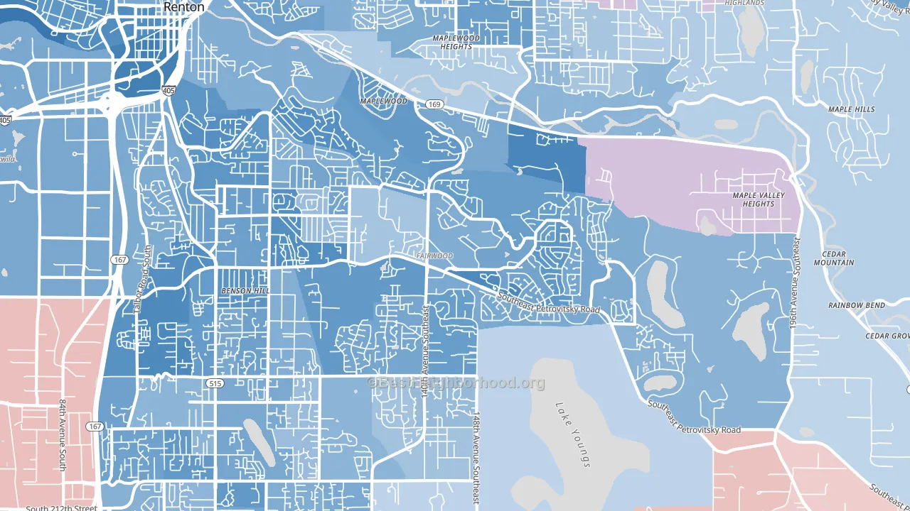 98058, WA block-group political-lean map