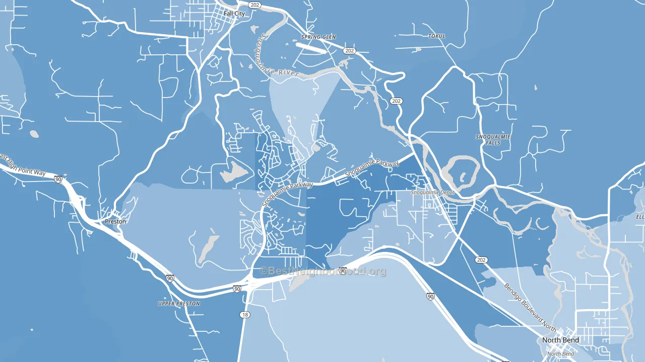 98065, WA block-group political-lean map