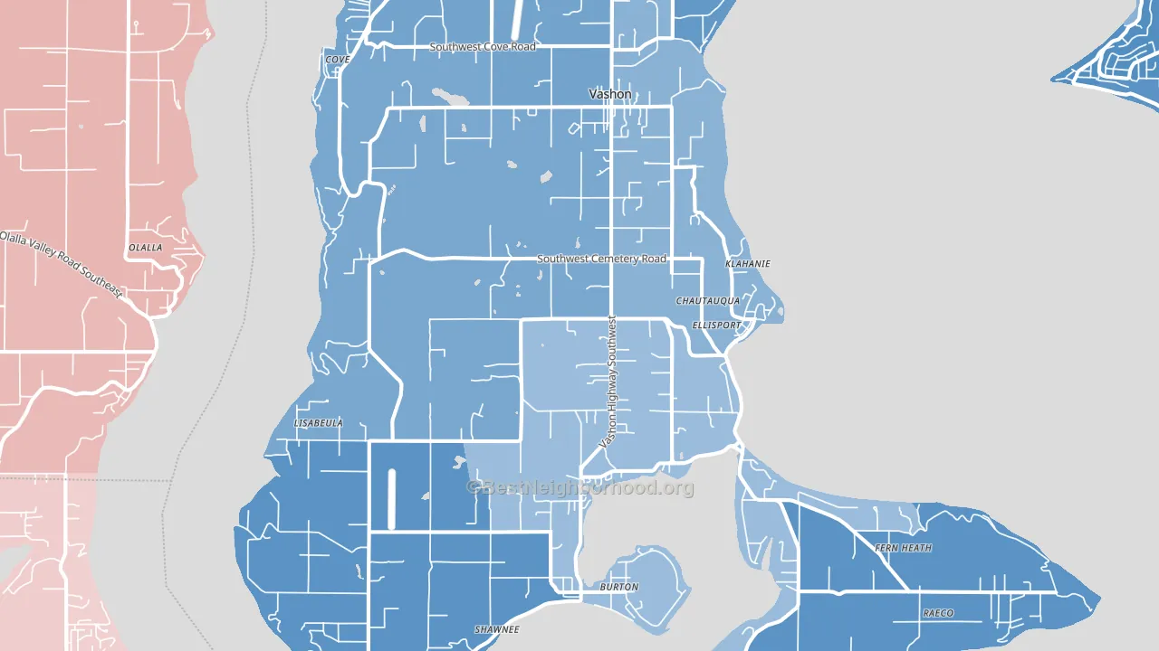 98070, WA block-group political-lean map