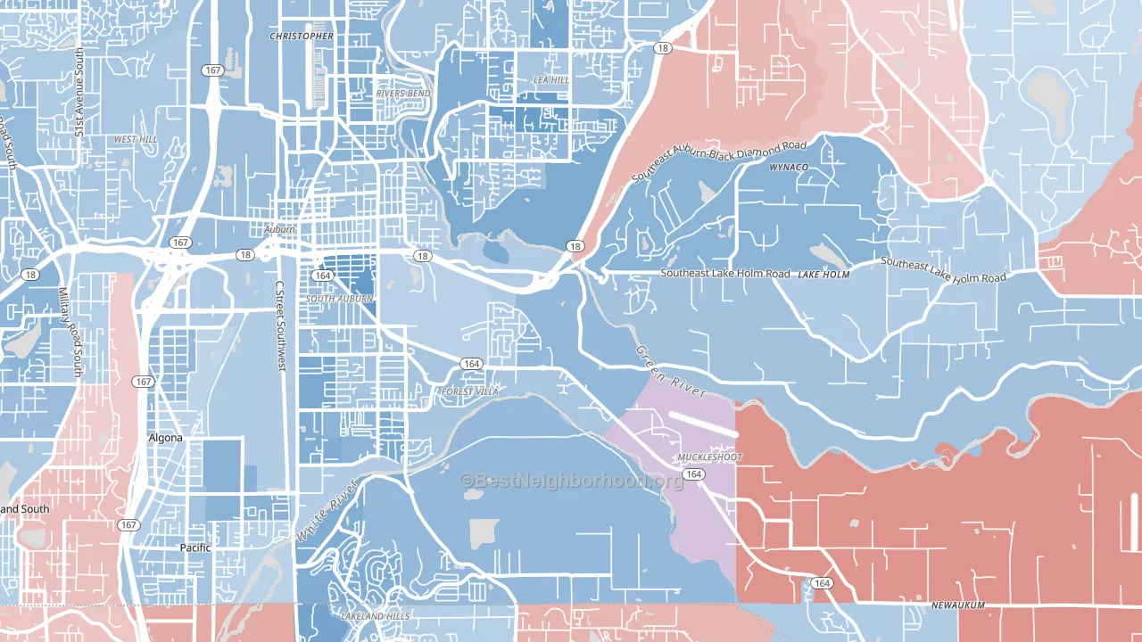98092, WA block-group political-lean map
