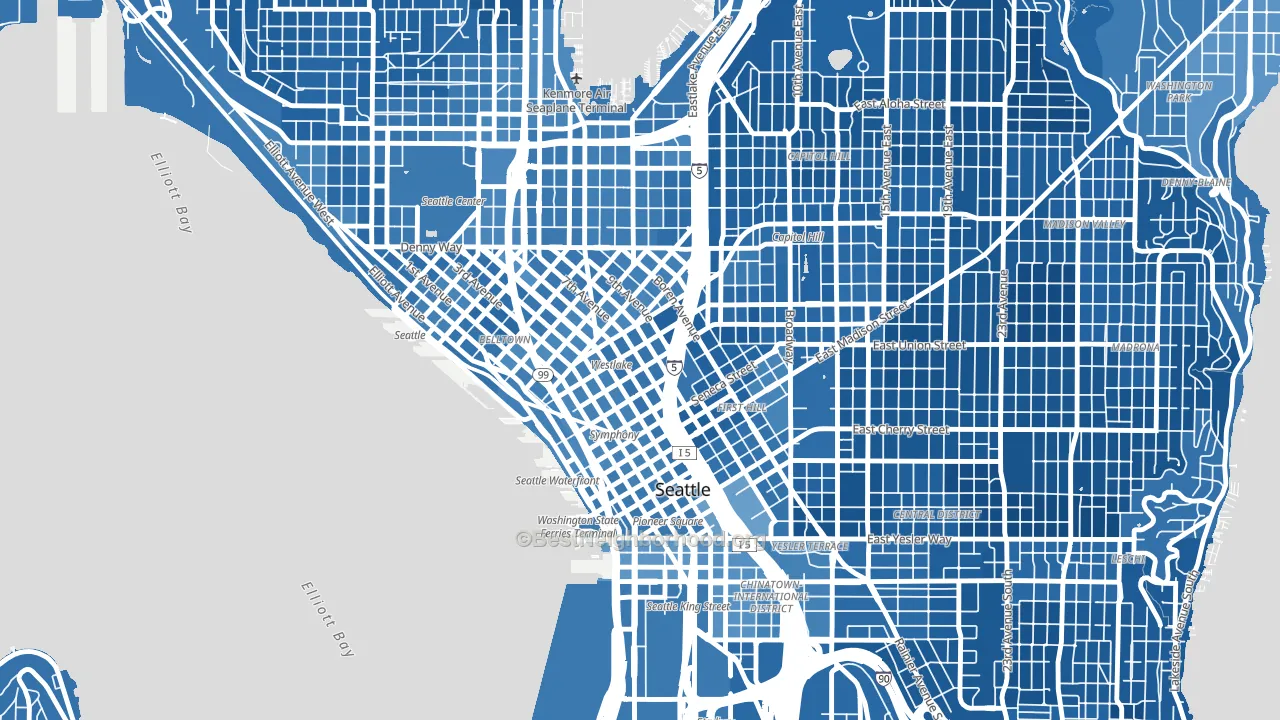 98101, WA block-group political-lean map