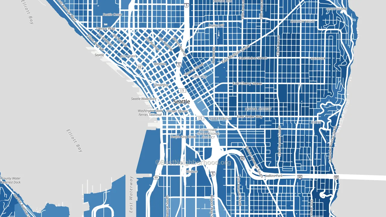 98104, WA block-group political-lean map