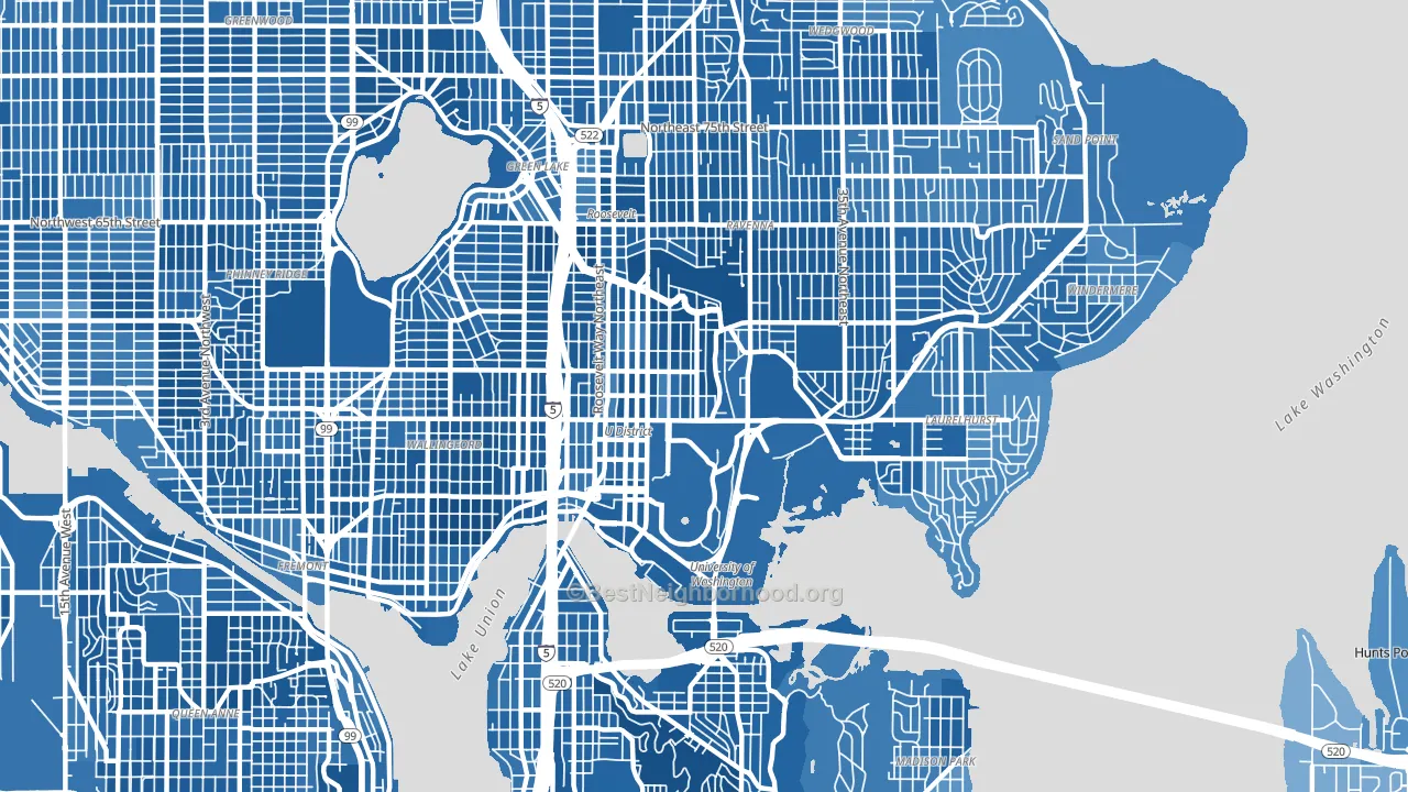 98105, WA block-group political-lean map