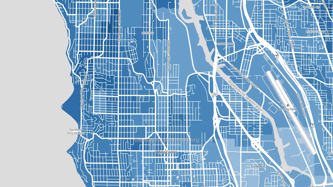 98106, WA block-group political-lean map