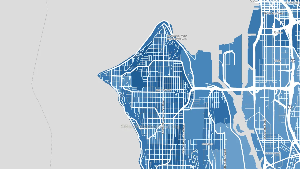 98116, WA block-group political-lean map