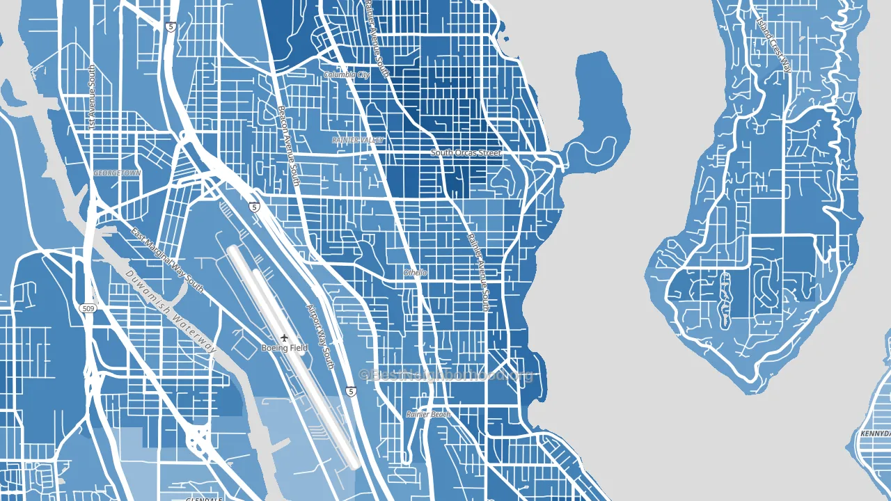 98118, WA block-group political-lean map