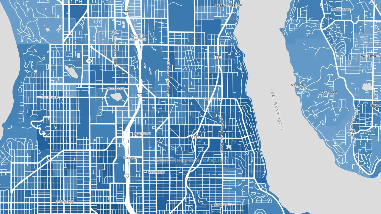 98125, WA block-group political-lean map