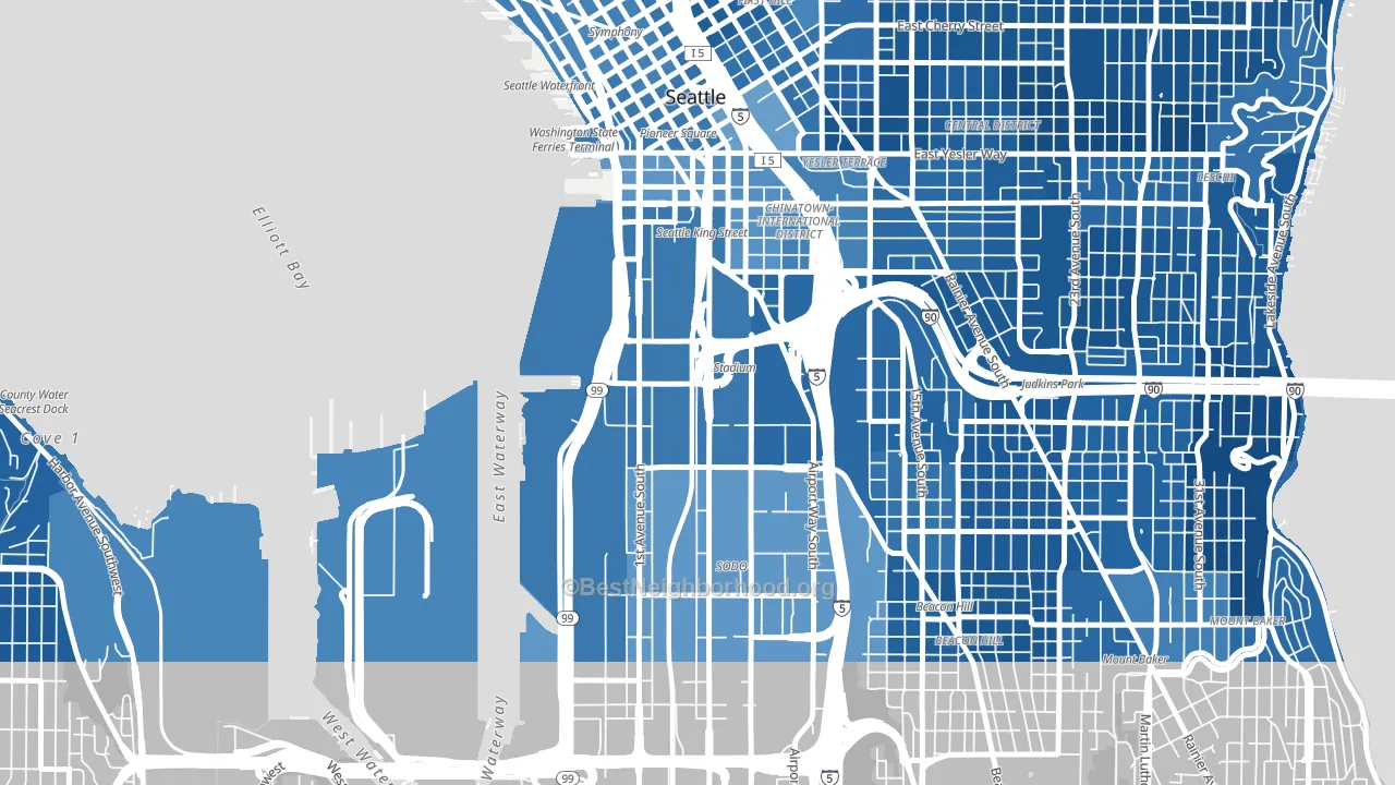 98134, WA block-group political-lean map