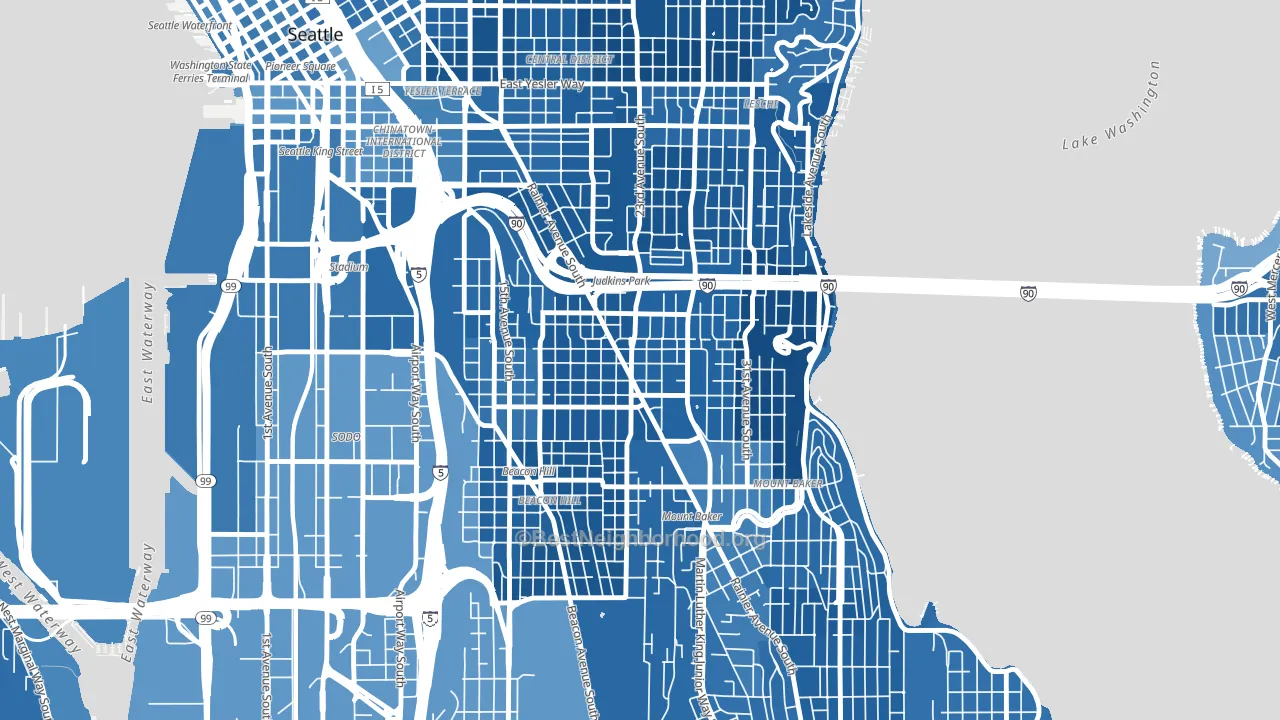 98144, WA block-group political-lean map