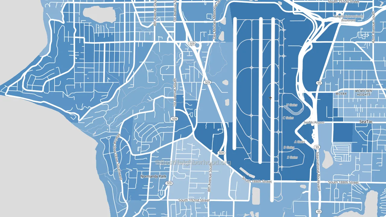 98148, WA block-group political-lean map