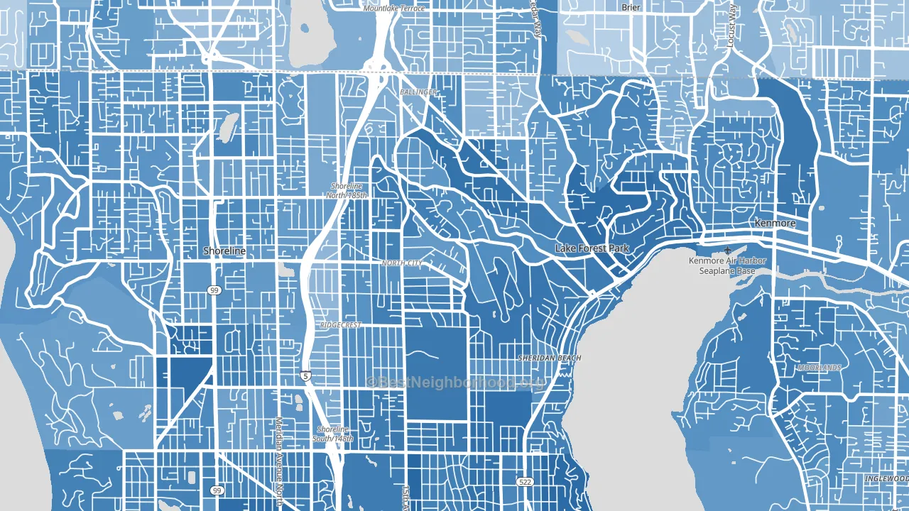 98155, WA block-group political-lean map