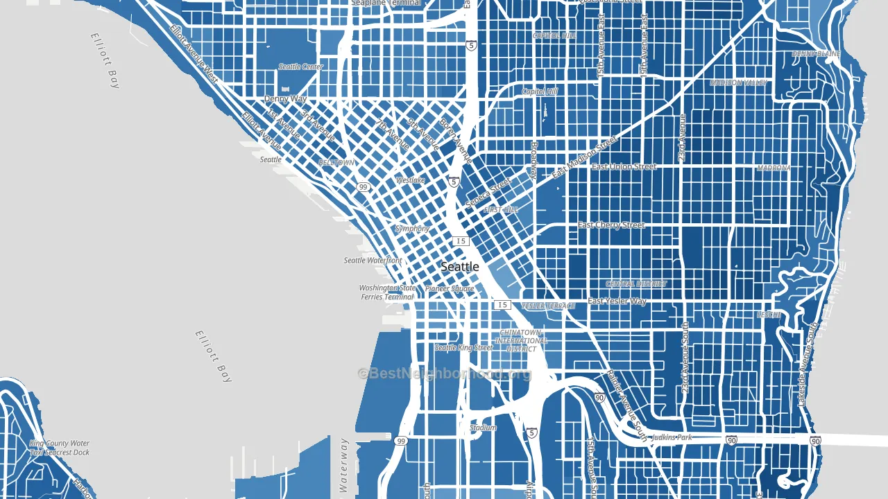 98164, WA block-group political-lean map
