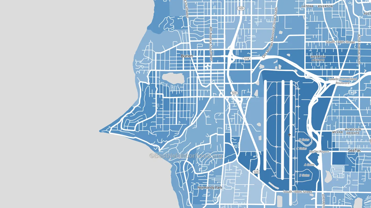 98166, WA block-group political-lean map