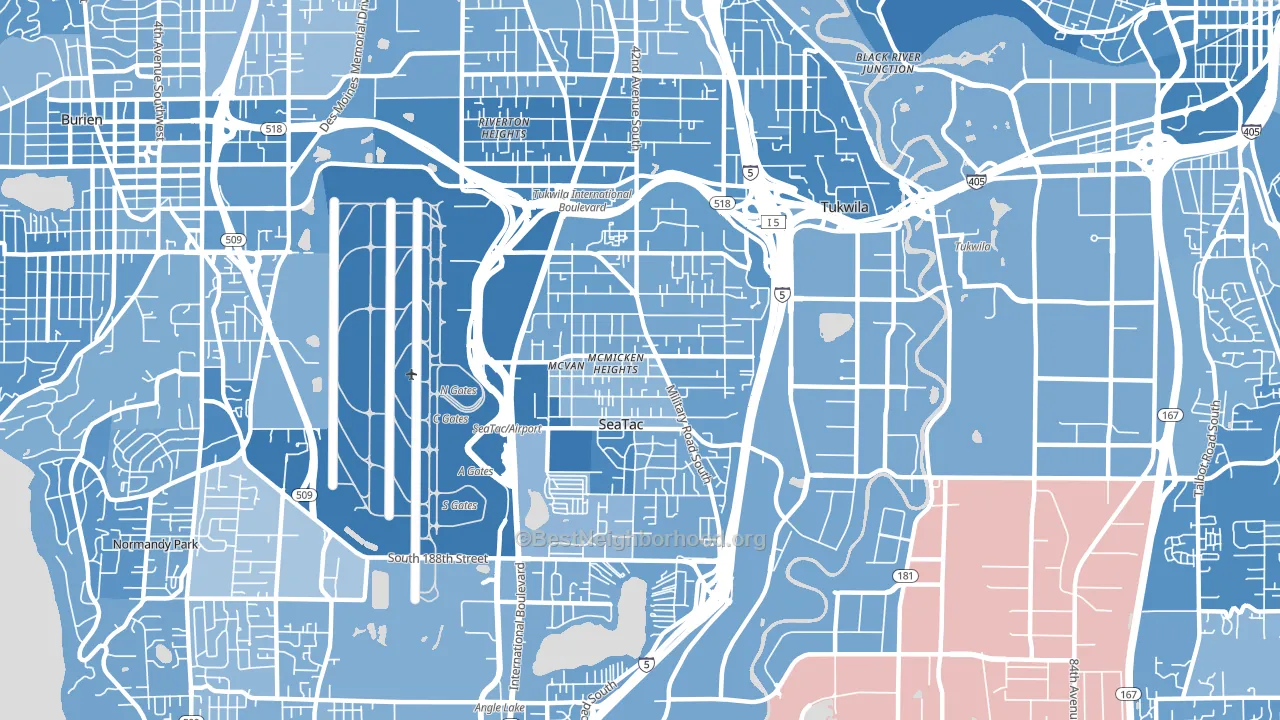 98188, WA block-group political-lean map