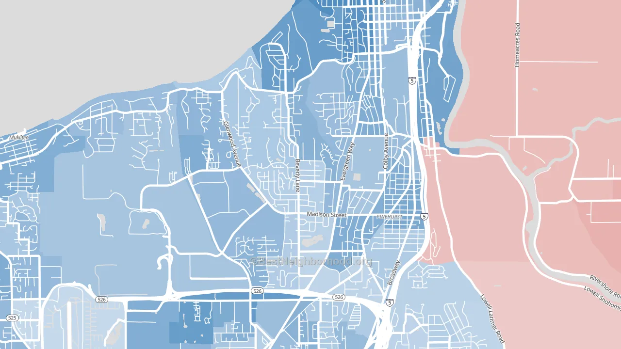 98203, WA block-group political-lean map
