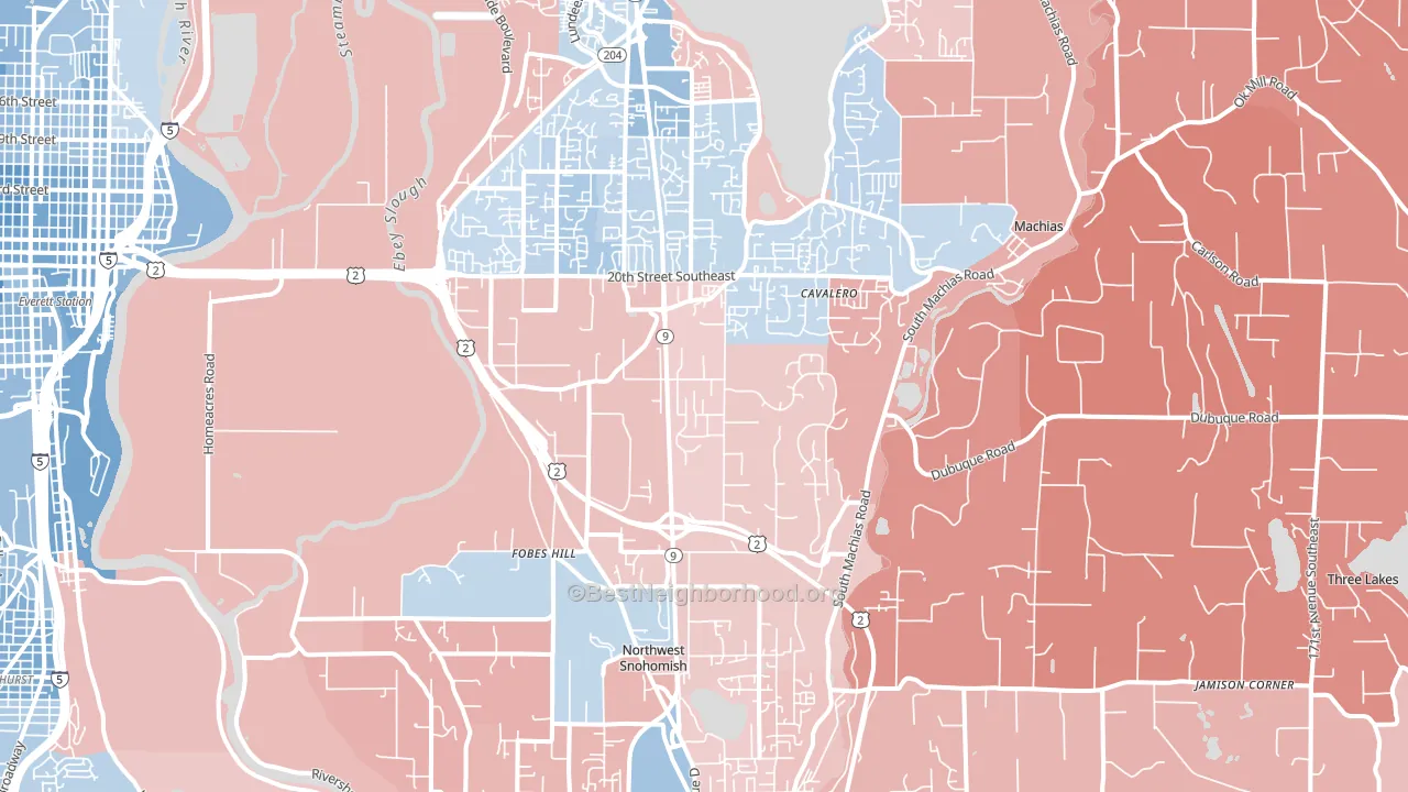 98205, WA block-group political-lean map