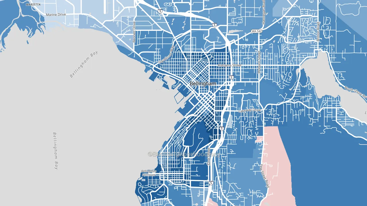 98225, WA block-group political-lean map