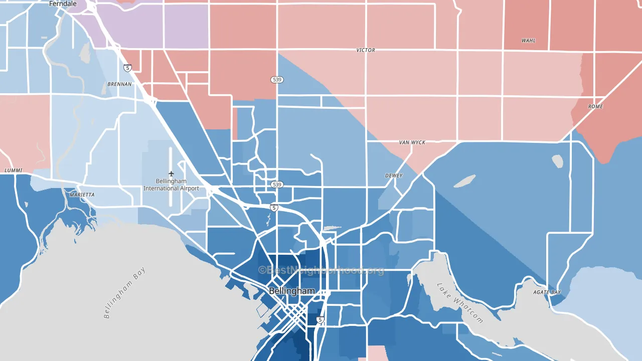 98226, WA block-group political-lean map