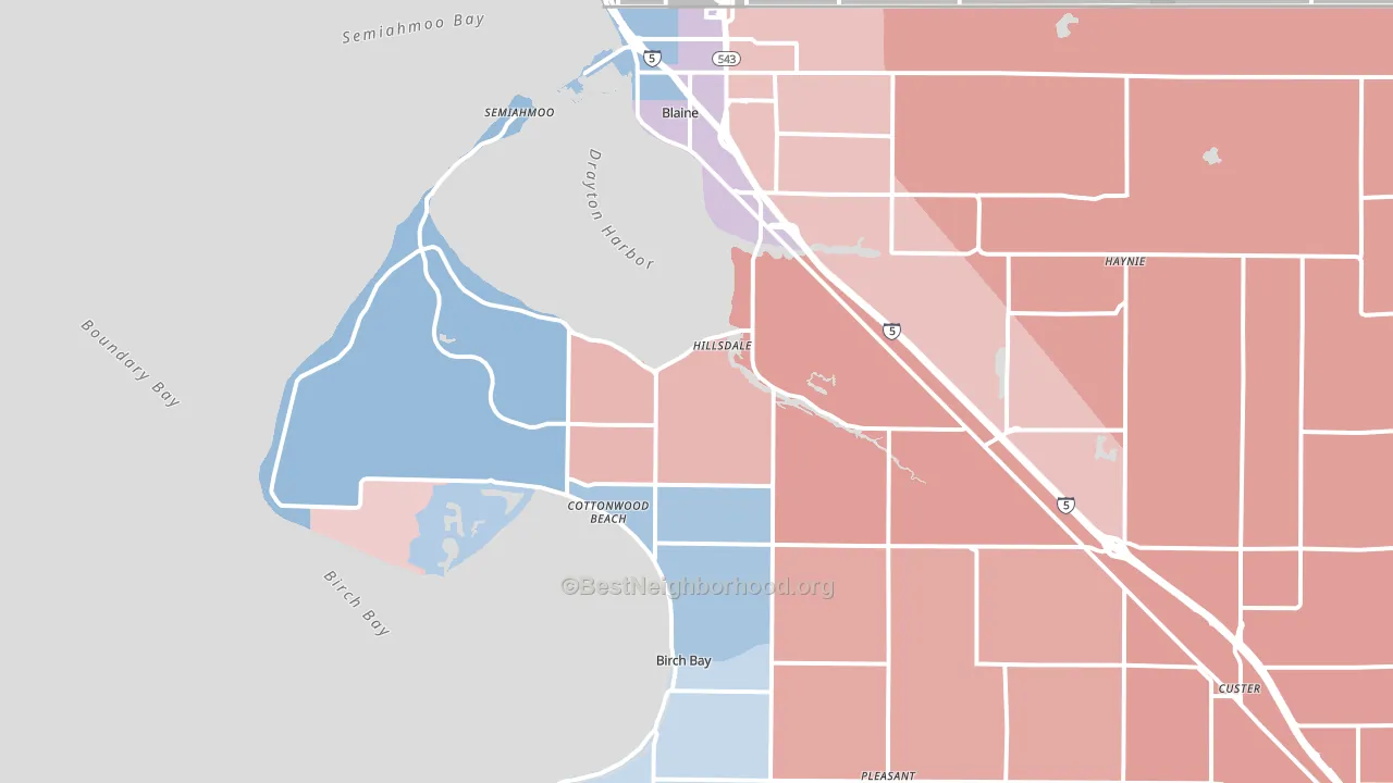 98230, WA block-group political-lean map