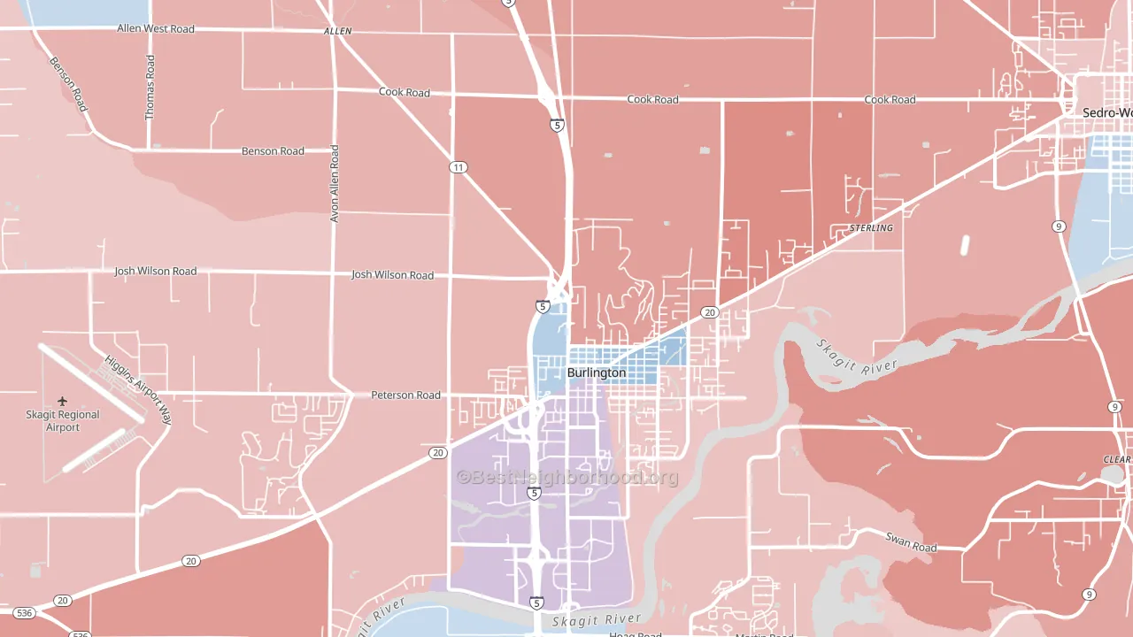 98233, WA block-group political-lean map
