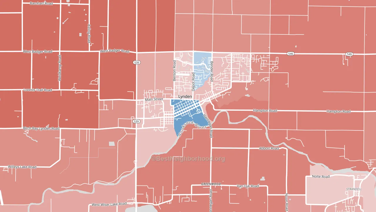 98264, WA block-group political-lean map