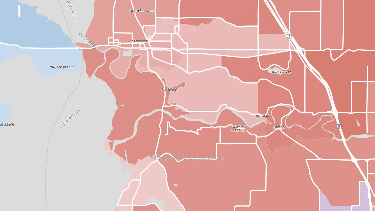 98292, WA block-group political-lean map