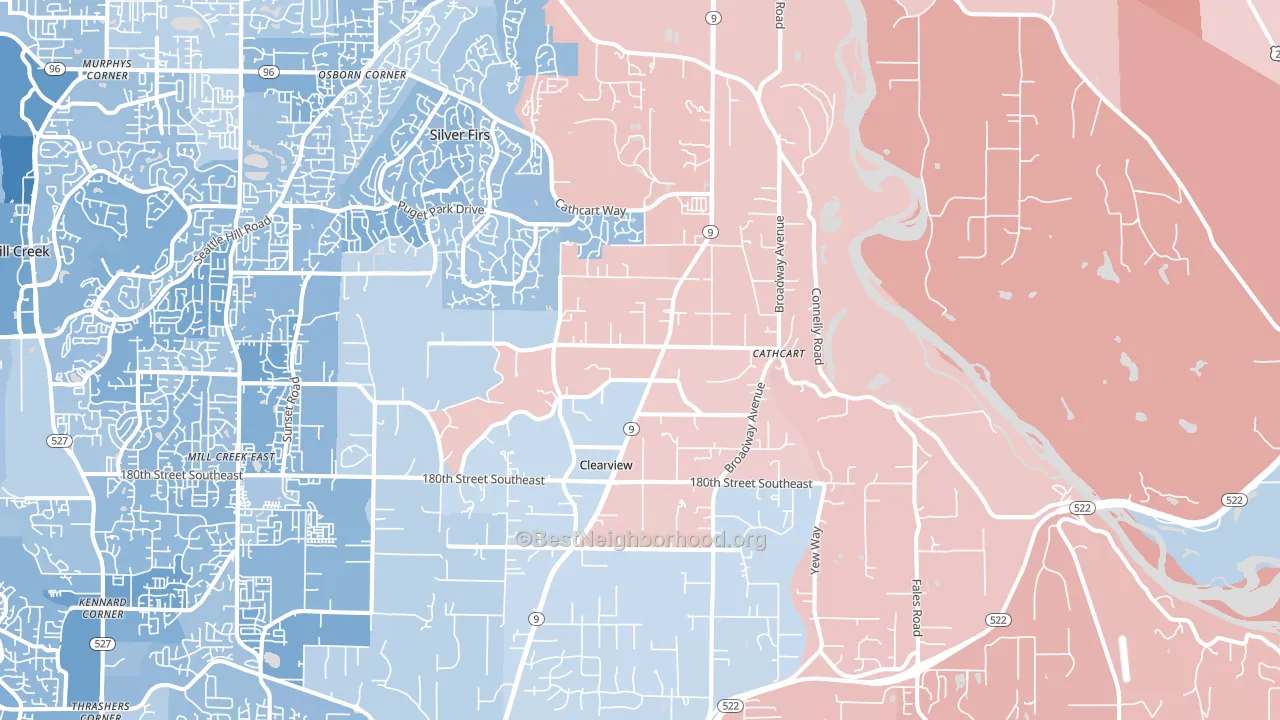 98296, WA block-group political-lean map