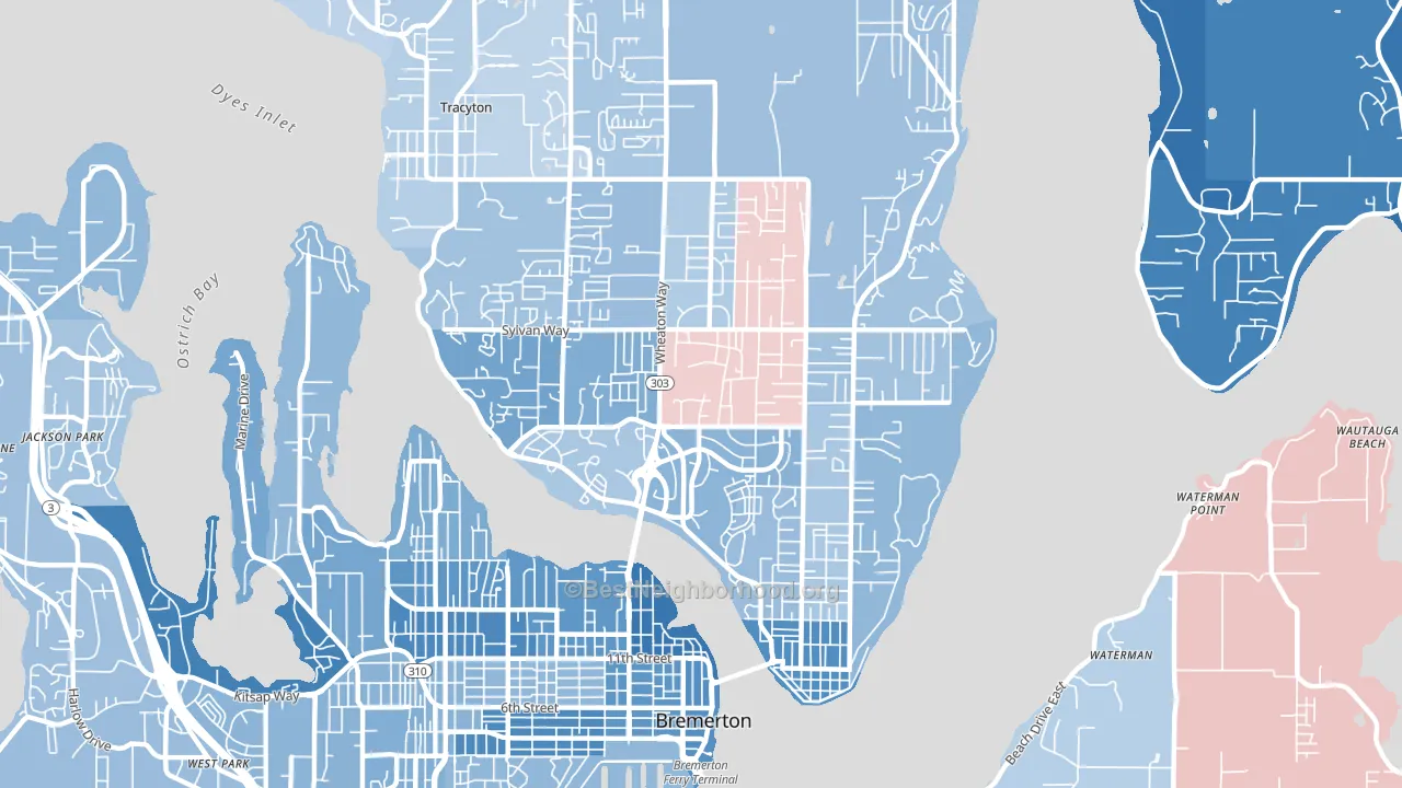98310, WA block-group political-lean map
