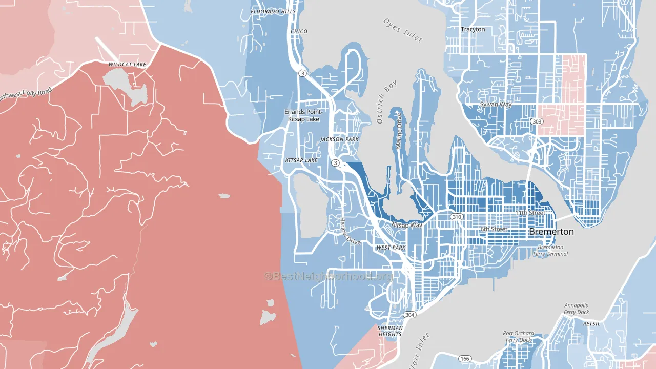 98312, WA block-group political-lean map