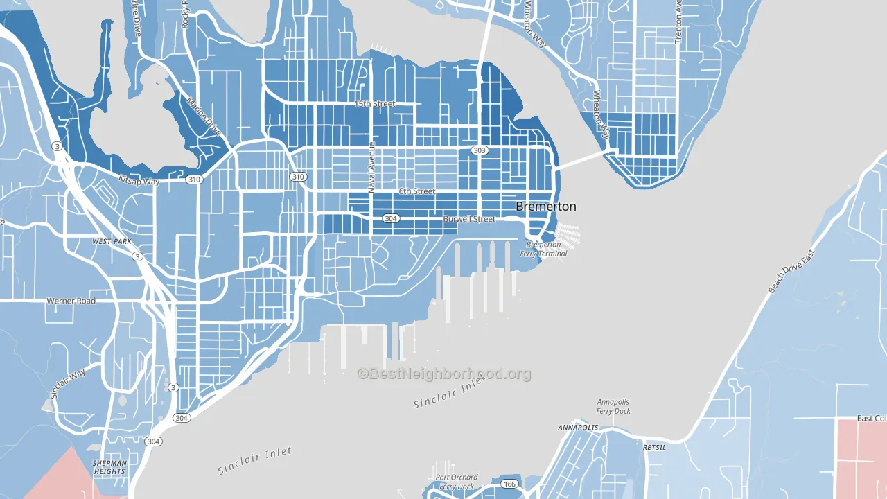 98314, WA block-group political-lean map