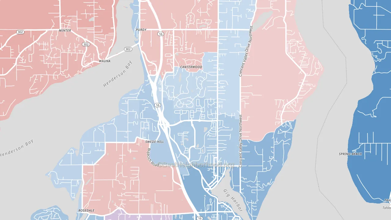 98332, WA block-group political-lean map