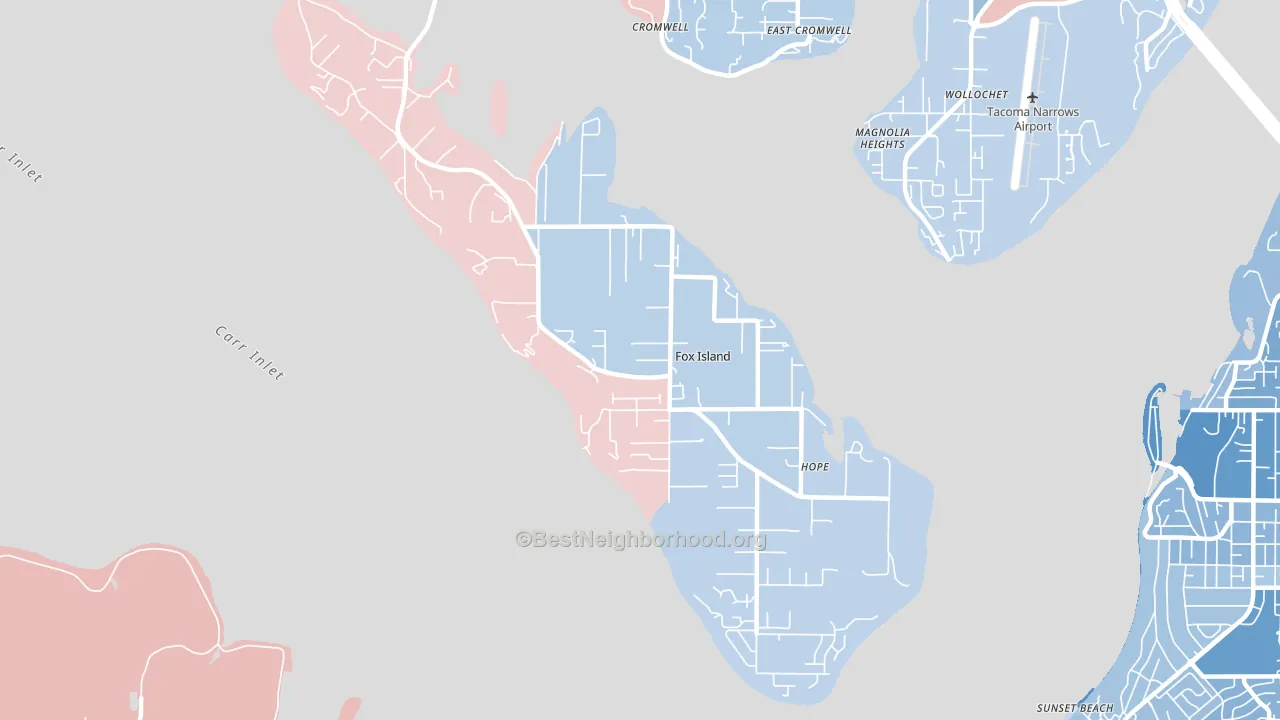 98333, WA block-group political-lean map