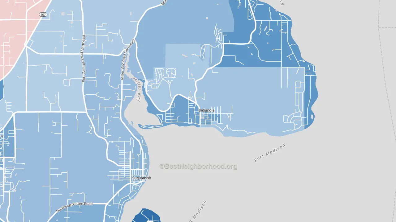 98342, WA block-group political-lean map