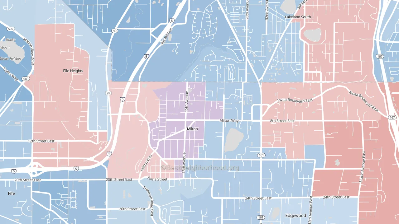 98354, WA block-group political-lean map
