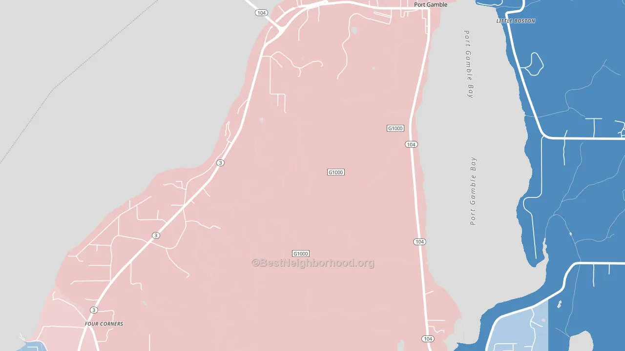 98364, WA block-group political-lean map