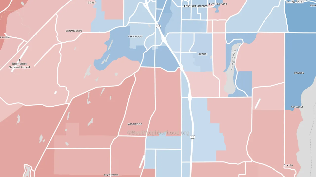 98367, WA block-group political-lean map