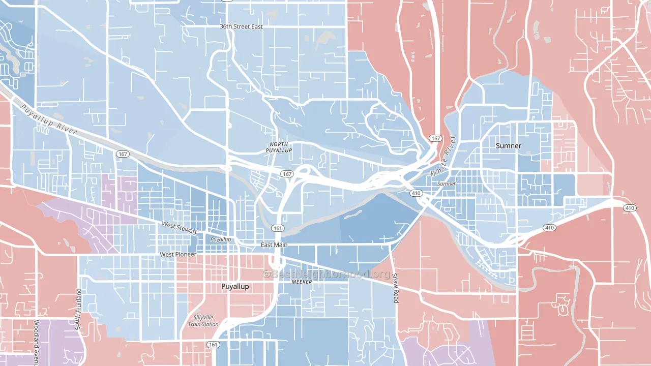 98372, WA block-group political-lean map