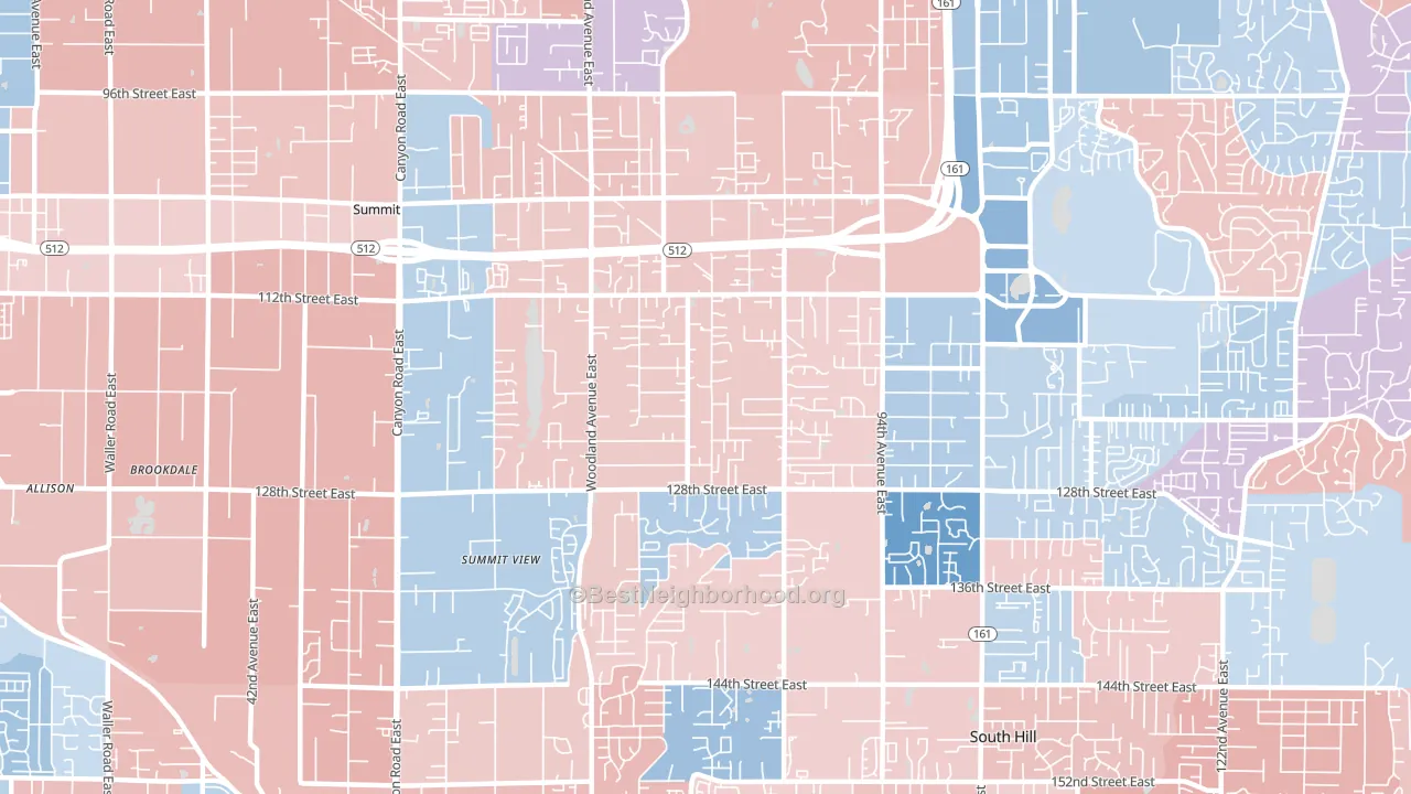 98373, WA block-group political-lean map