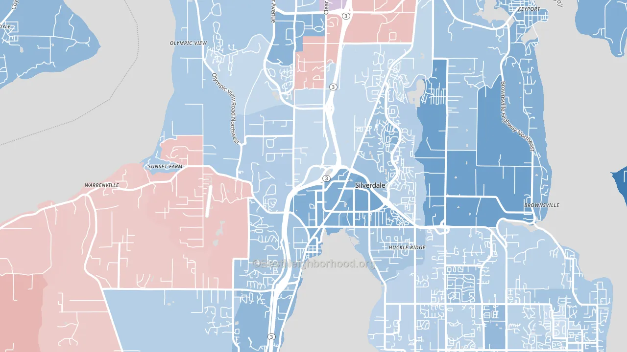 98383, WA block-group political-lean map