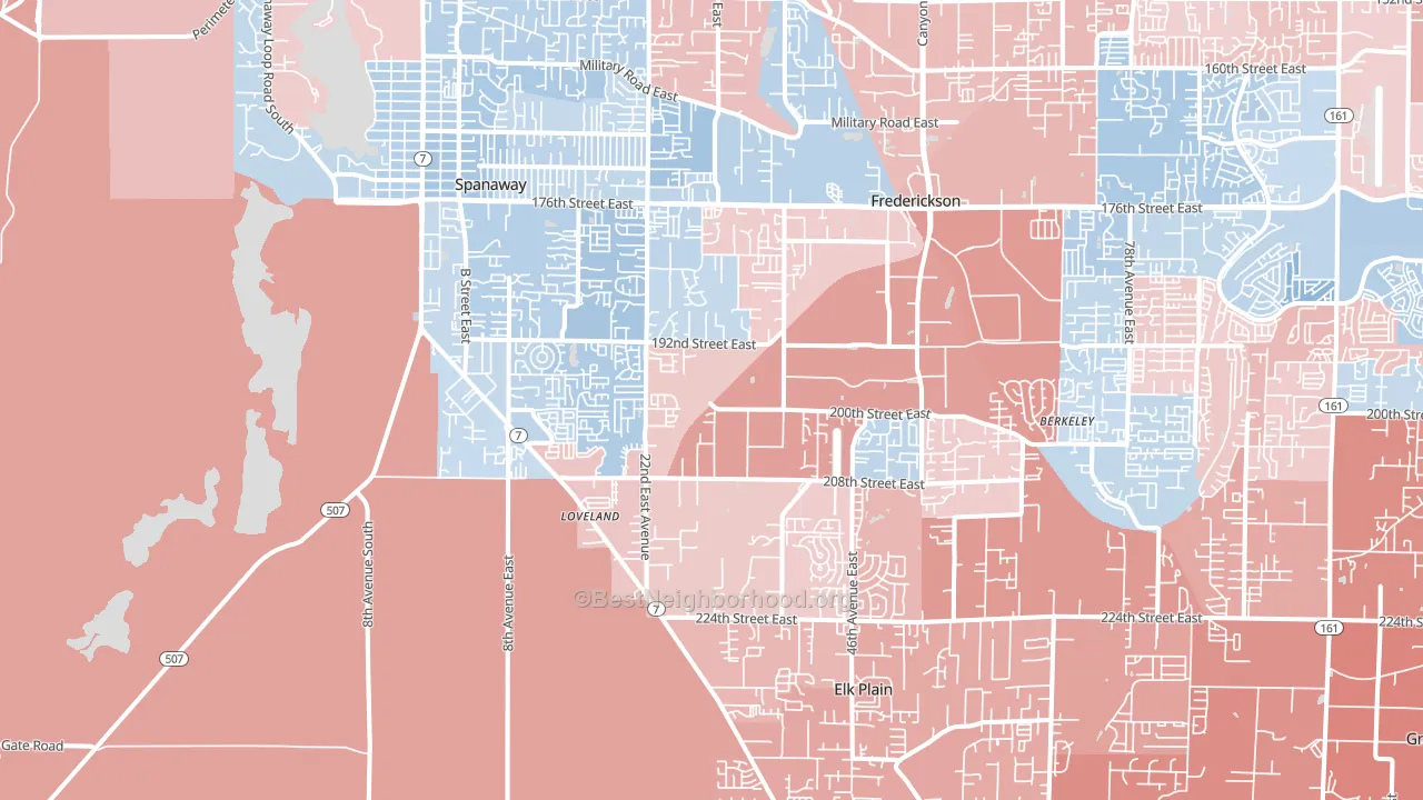 98387, WA block-group political-lean map