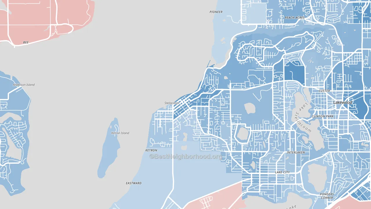 98388, WA block-group political-lean map