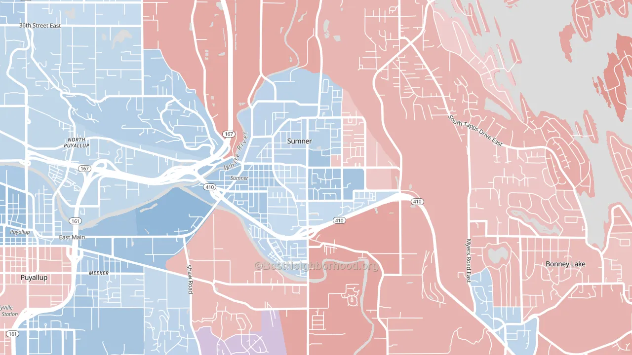 98390, WA block-group political-lean map