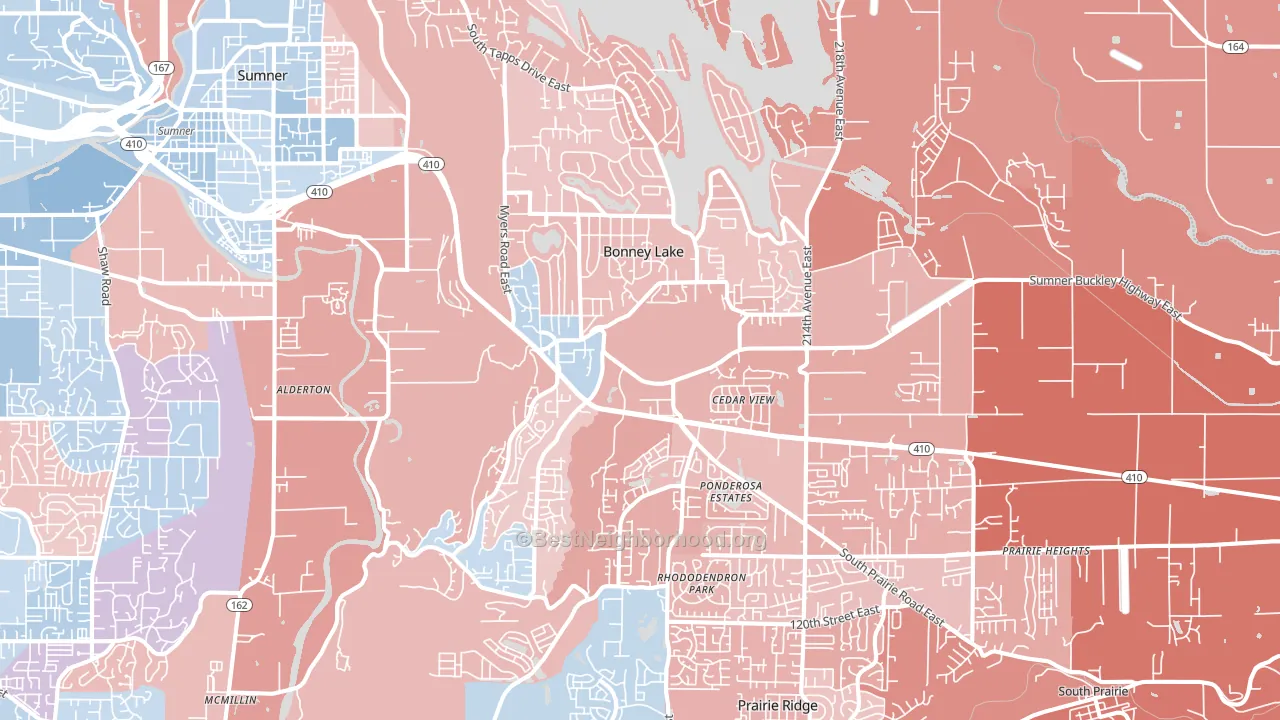 98391, WA block-group political-lean map
