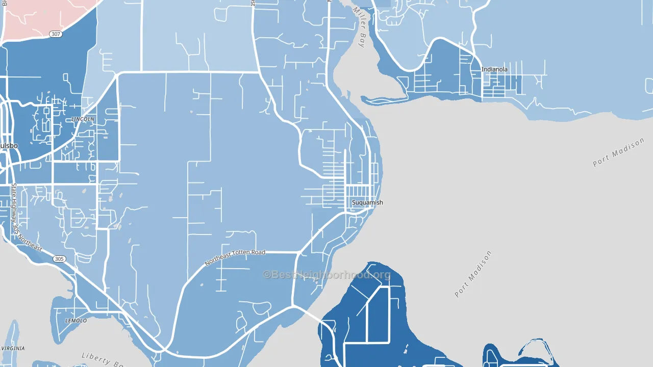 98392, WA block-group political-lean map