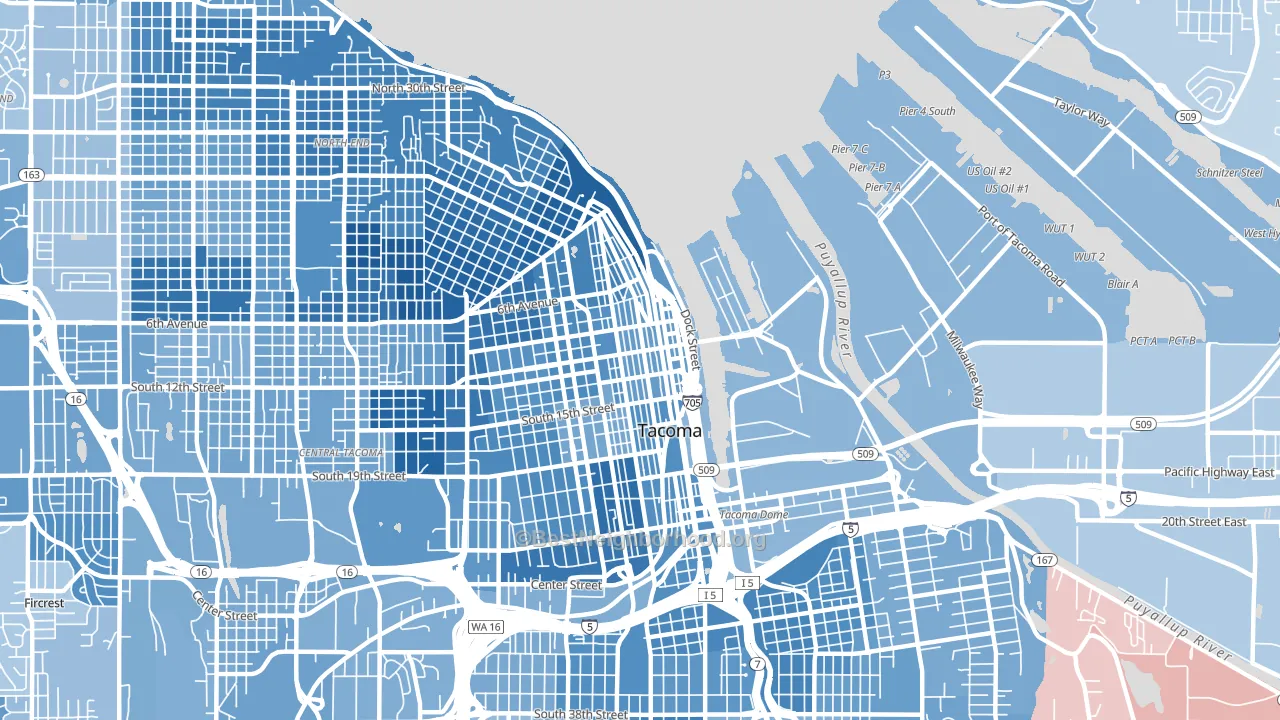 98402, WA block-group political-lean map