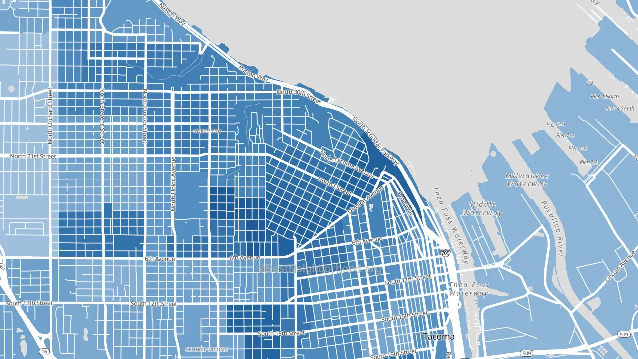 98403, WA block-group political-lean map