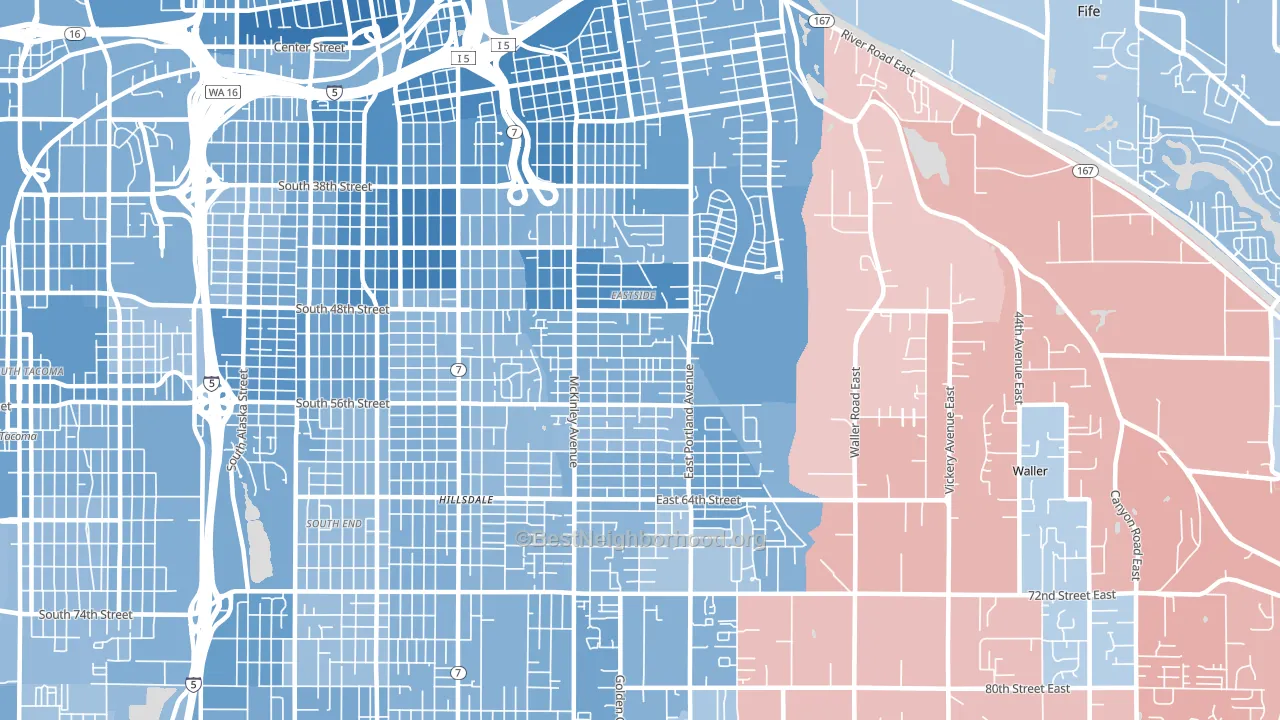 98404, WA block-group political-lean map