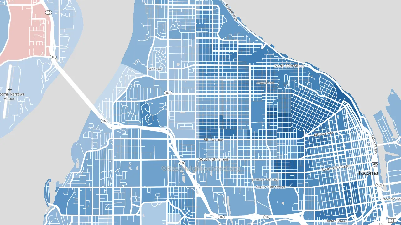 98406, WA block-group political-lean map