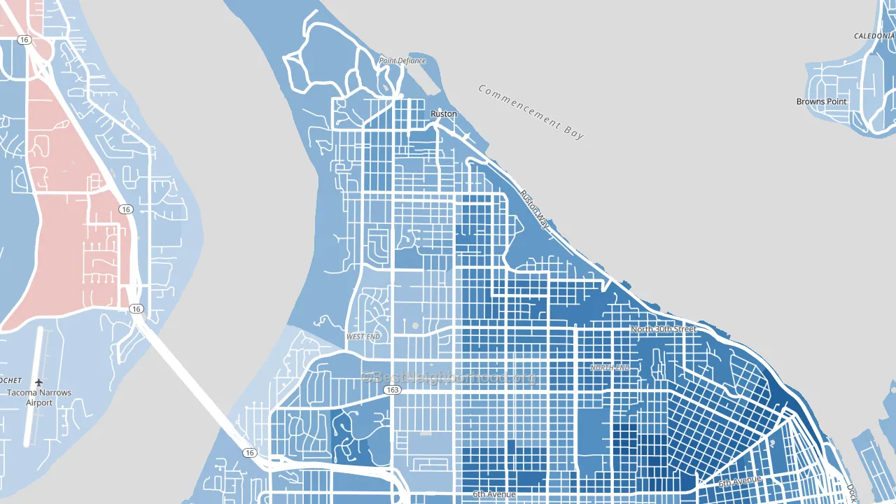 98407, WA block-group political-lean map
