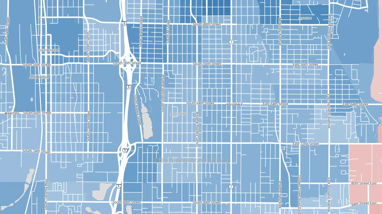 98408, WA block-group political-lean map